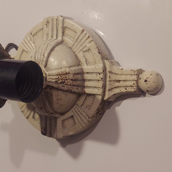 Art Deco Cast Iron Wall Sconce Light - Picture 3 of 13